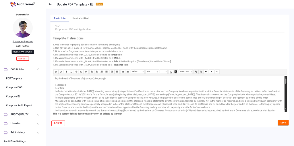 PDF Template EL Editor